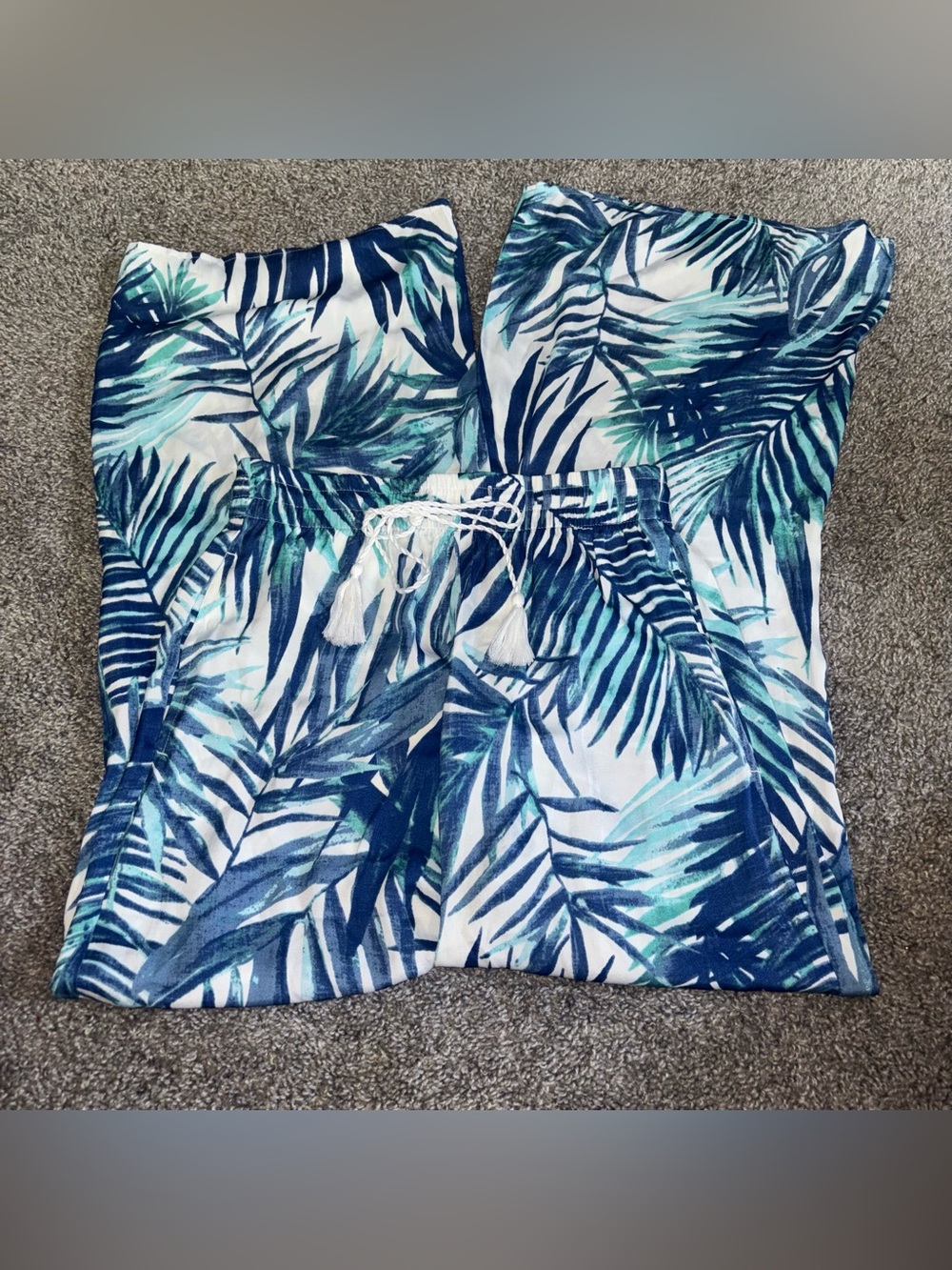 C&C California Palm-Print Wide-Leg Pants